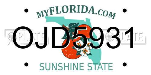 OJD5931 Florida License Plate