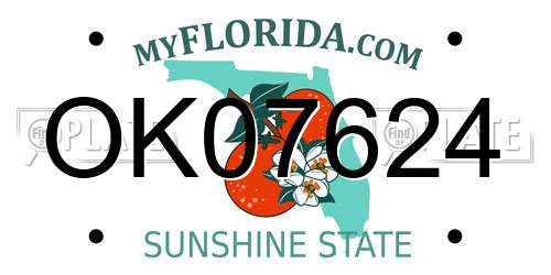 OK07624 Florida License Plate