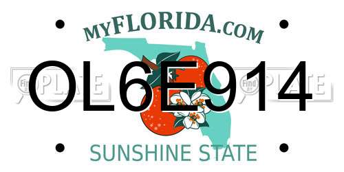 OL6E914 Florida License Plate