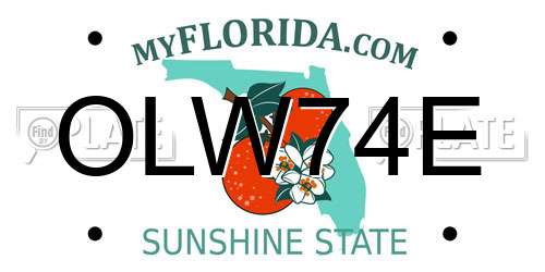 OLW74E Florida License Plate