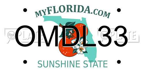 OMDL33 Florida License Plate