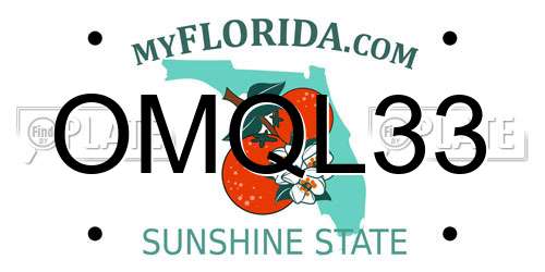 OMQL33 Florida License Plate