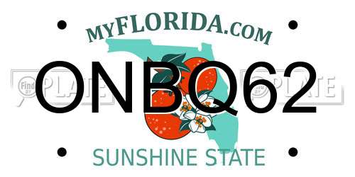 ONBQ62 Florida License Plate