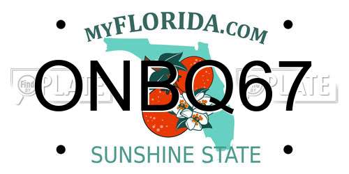 ONBQ67 Florida License Plate