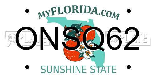 ONSQ62 Florida License Plate