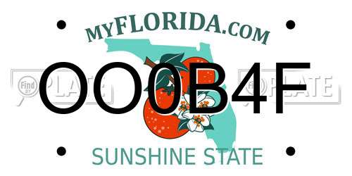OO0B4F Florida License Plate