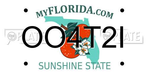 OO4T2I Florida License Plate