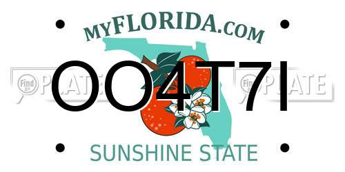 OO4T7I Florida License Plate