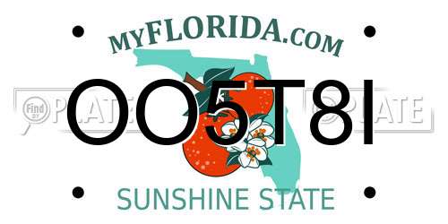OO5T8I Florida License Plate