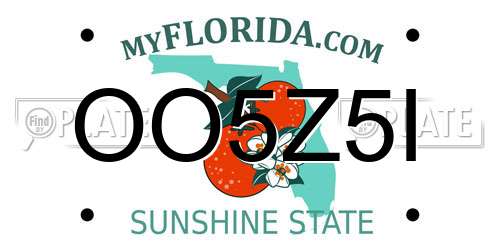 OO5Z5I Florida License Plate