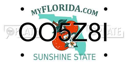 OO5Z8I Florida License Plate