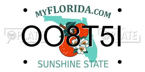 OO8T5I Florida License Plate