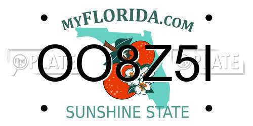OO8Z5I Florida License Plate