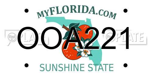 OOA221 Florida License Plate