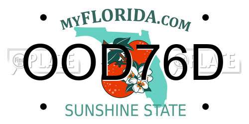 OOD76D Florida License Plate