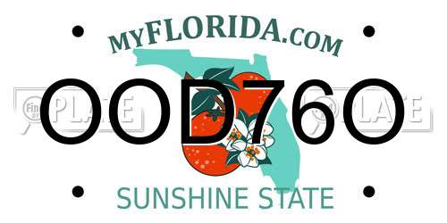 OOD76O Florida License Plate