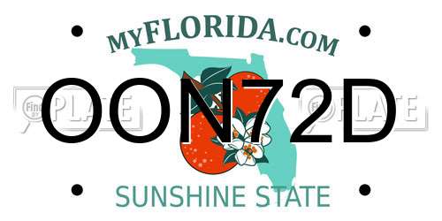 OON72D Florida License Plate