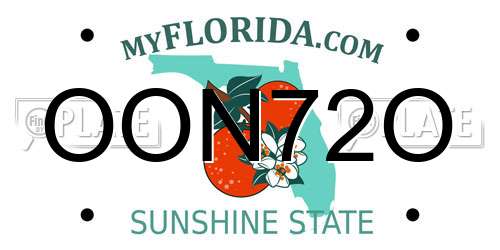 OON72O Florida License Plate