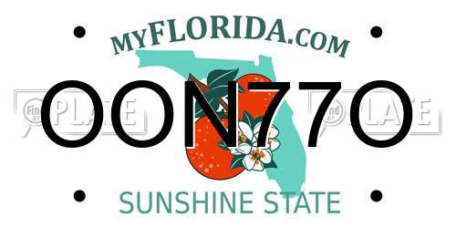 OON77O Florida License Plate