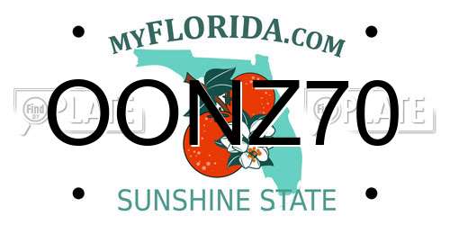 OONZ70 Florida License Plate