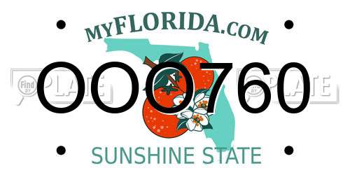OOO760 Florida License Plate