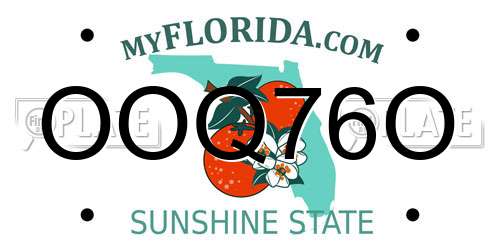 OOQ76O Florida License Plate