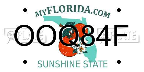 OOQ84F Florida License Plate