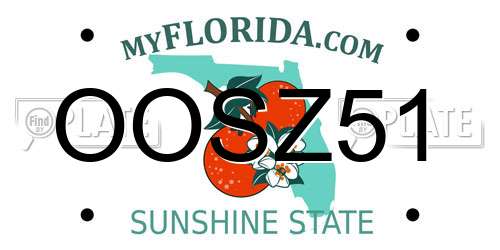 OOSZ51 Florida License Plate