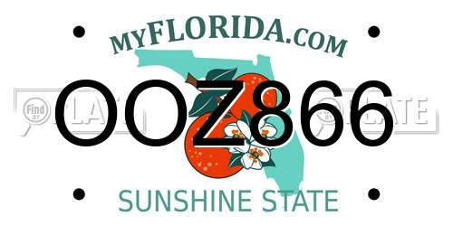 OOZ866 Florida License Plate