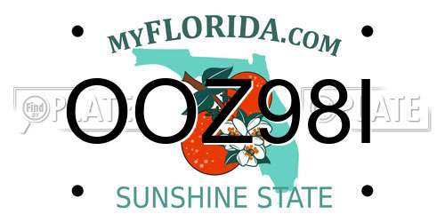 OOZ98I Florida License Plate