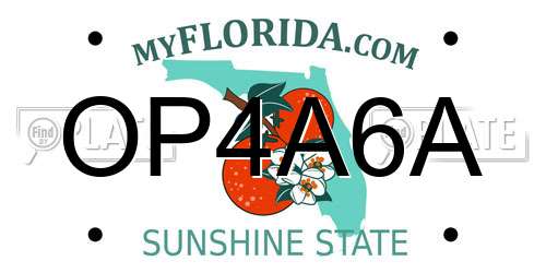 OP4A6A Florida License Plate