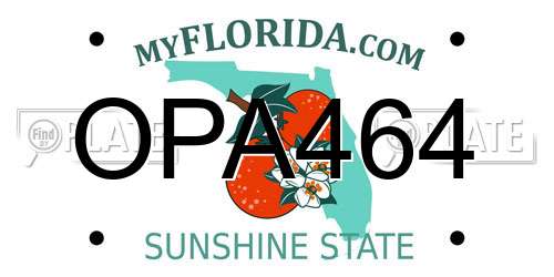 OPA464 Florida License Plate