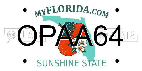 OPAA64 Florida License Plate