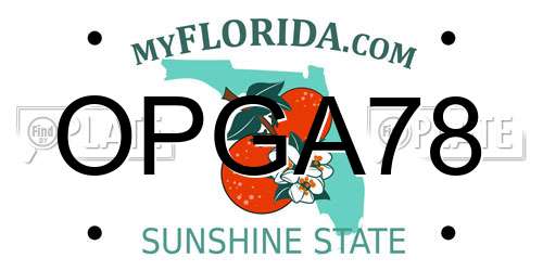OPGA78 Florida License Plate