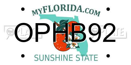OPHB92 Florida License Plate