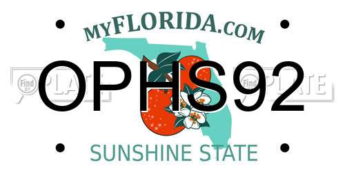 OPHS92 Florida License Plate