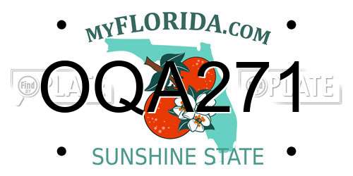 OQA271 Florida License Plate