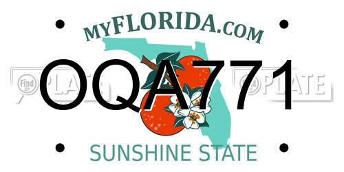 OQA771 Florida License Plate