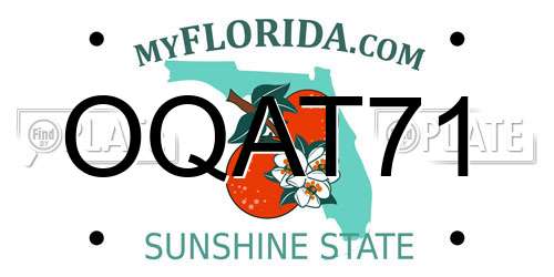 OQAT71 Florida License Plate