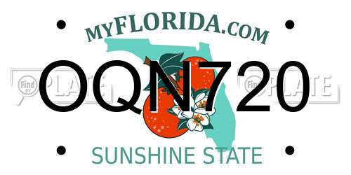 OQN720 Florida License Plate