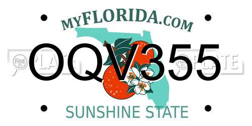 OQV355 Florida License Plate