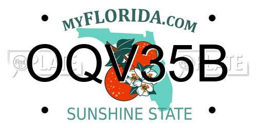 OQV35B Florida License Plate