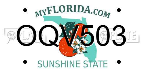 OQV503 Florida License Plate