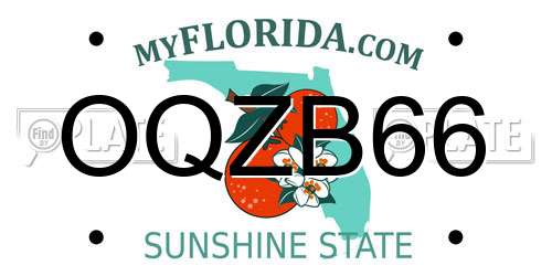 OQZB66 Florida License Plate