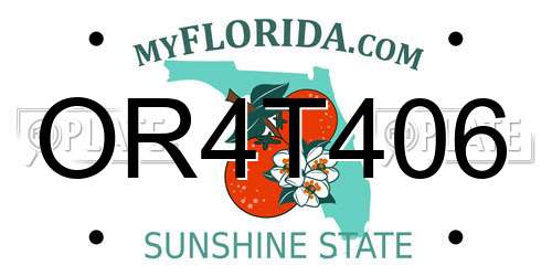 OR4T406 Florida License Plate