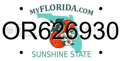 OR626930 Florida License Plate