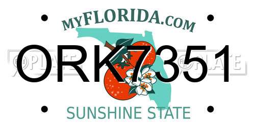 ORK7351 Florida License Plate
