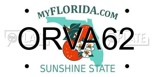 ORVA62 Florida License Plate