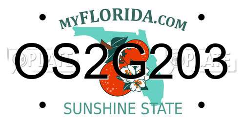 OS2G203 Florida License Plate