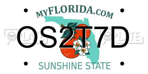 OS2T7D Florida License Plate